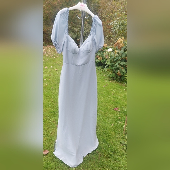 NWT - Azazie Dusty Blue Bridesmaid Dress Size 8 - Picture 3 of 6